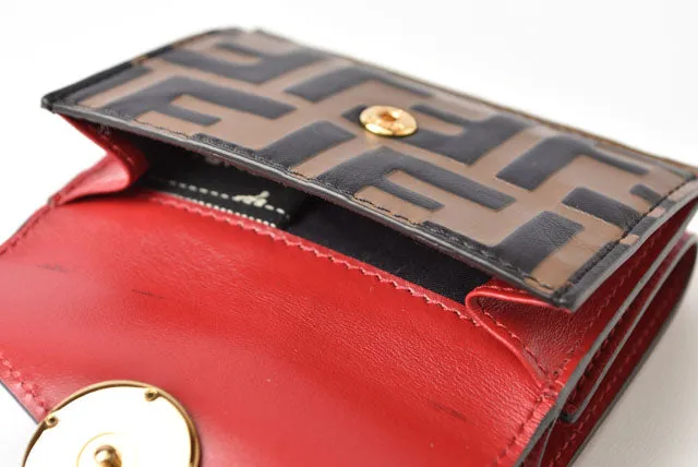 Fendi Leather Trifold Wallet F IS FENDI Micro Red