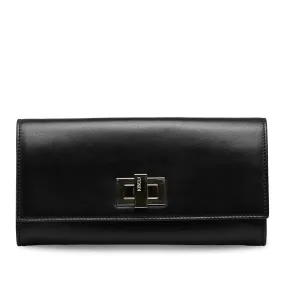 Fendi Peekaboo Leather Long Wallet 8M0377 Black Gold