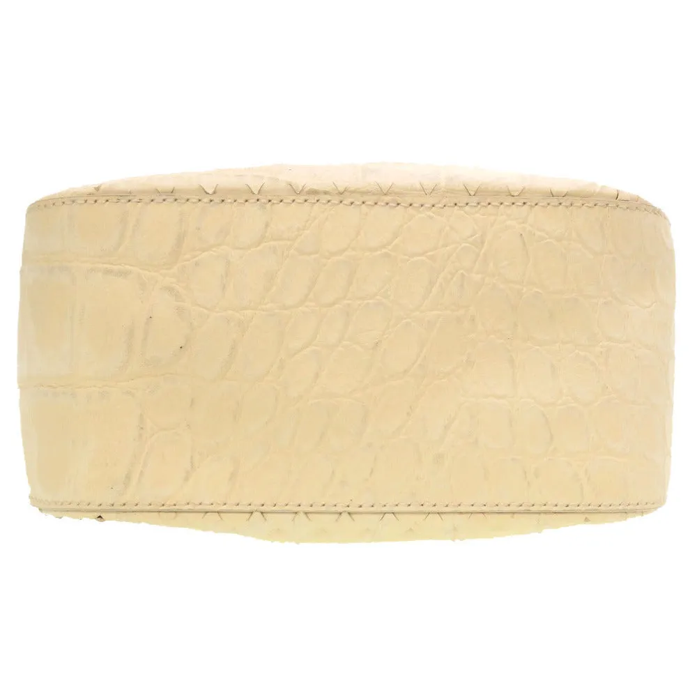 FENDI Shoulder Bag Embossed leather Ivory Women Used