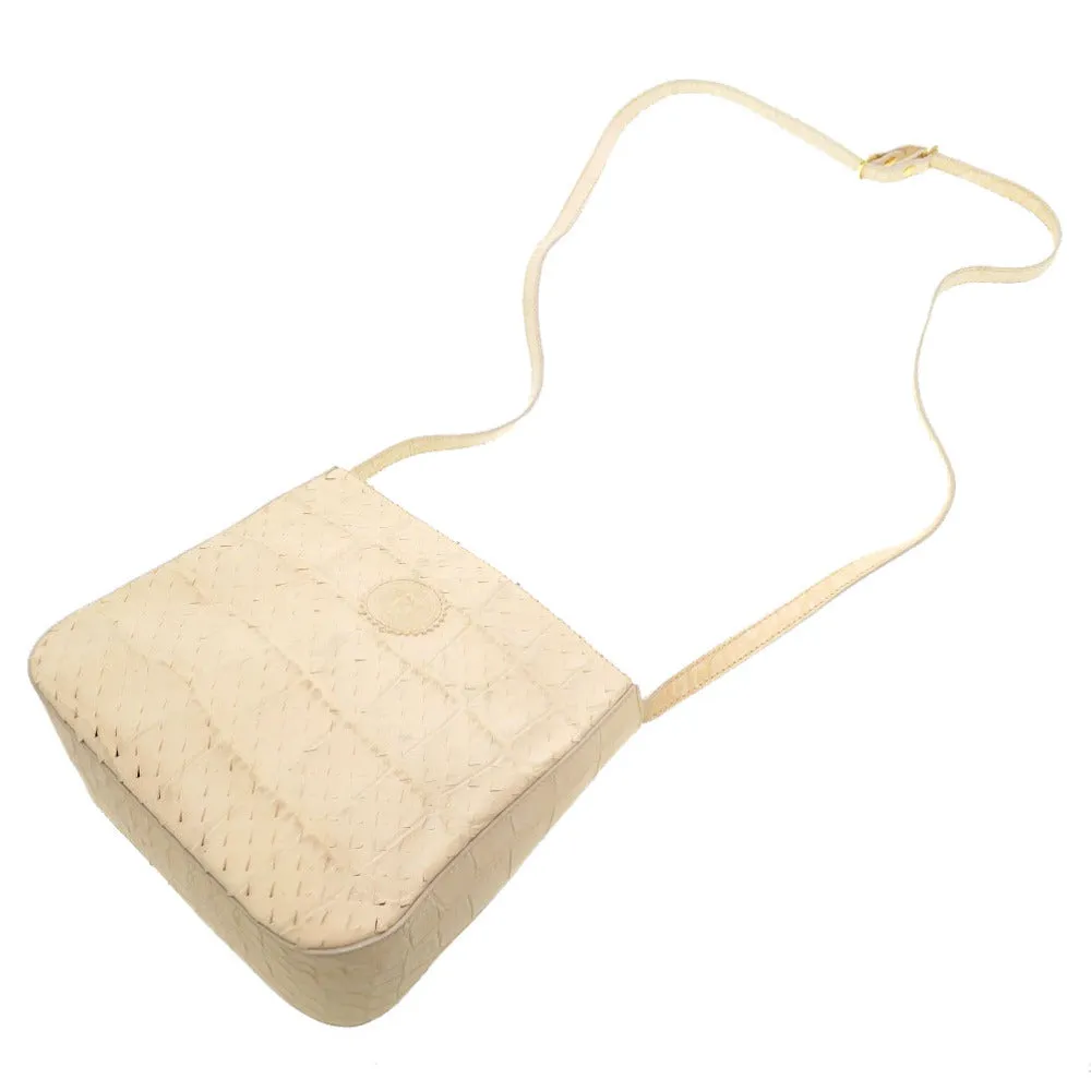 FENDI Shoulder Bag Embossed leather Ivory Women Used