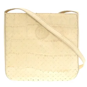 FENDI Shoulder Bag Embossed leather Ivory Women Used