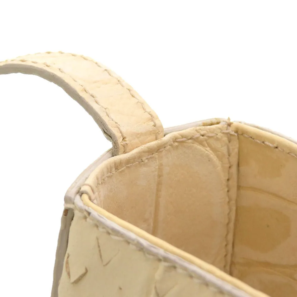 FENDI Shoulder Bag Embossed leather Ivory Women Used