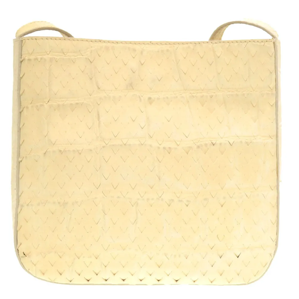 FENDI Shoulder Bag Embossed leather Ivory Women Used