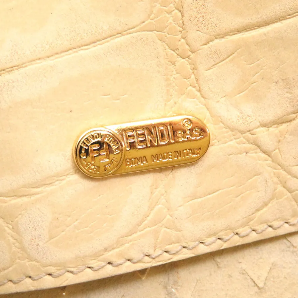FENDI Shoulder Bag Embossed leather Ivory Women Used