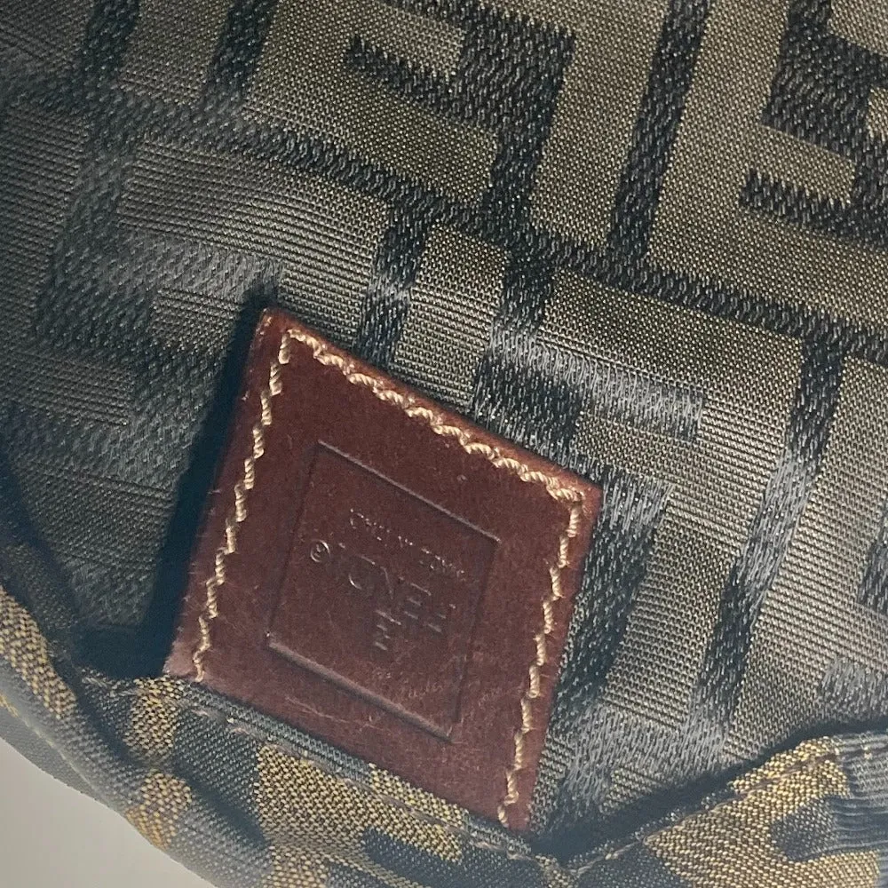 FENDI Shoulder Bag Leather / canvas Brown Accessory pouch Zucca logo Women Used