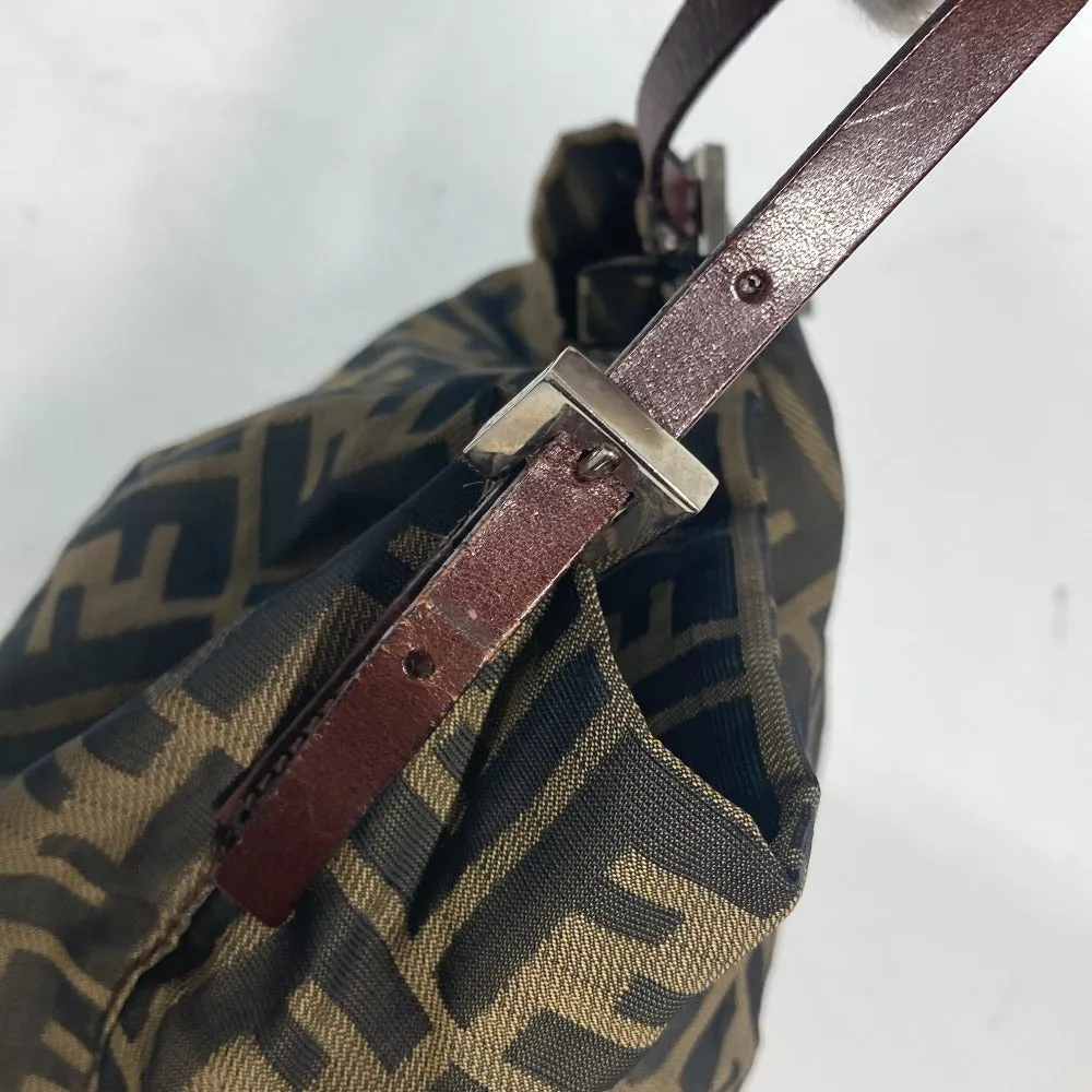 FENDI Shoulder Bag Leather / canvas Brown Accessory pouch Zucca logo Women Used