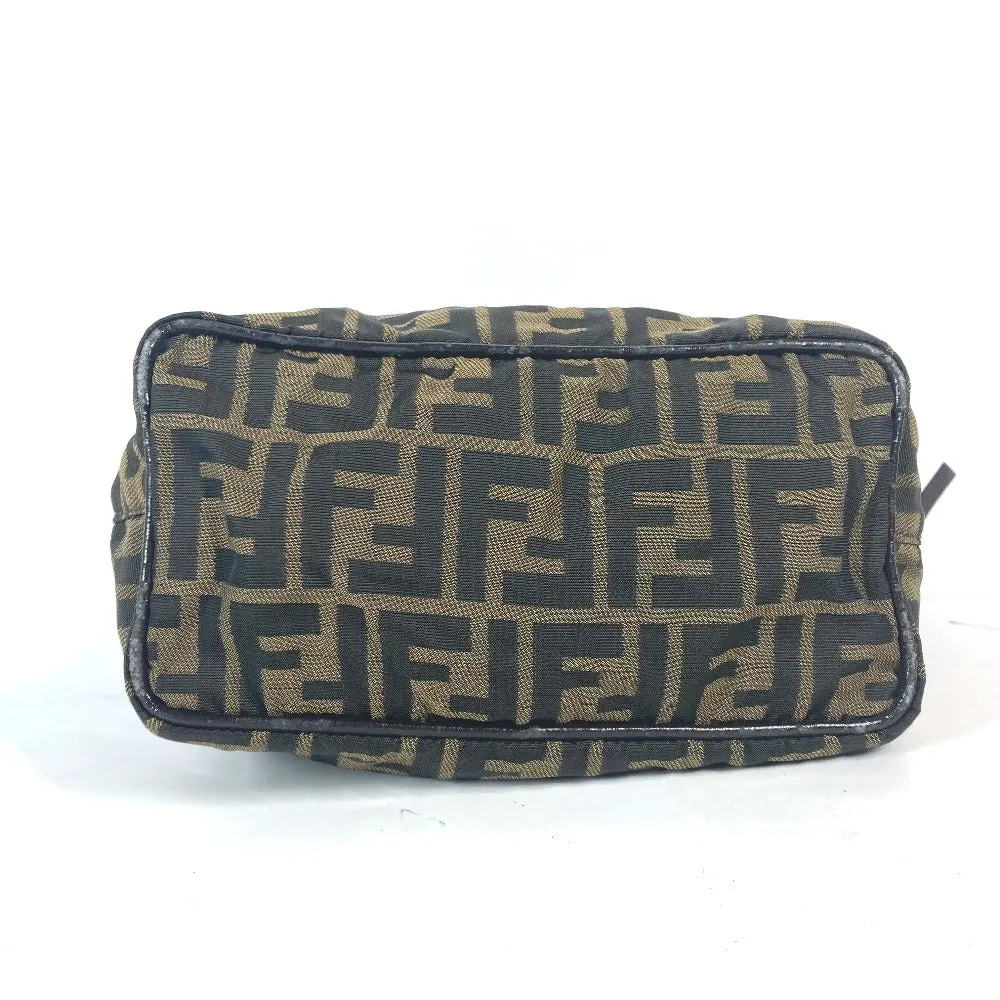 FENDI Shoulder Bag Leather / canvas Brown Accessory pouch Zucca logo Women Used