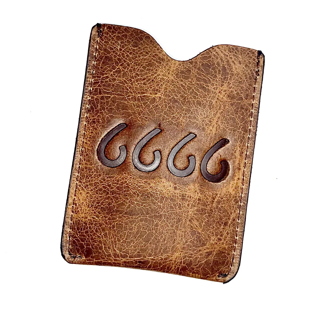 Four Sixes Leather Money Clip Wallet-Bison Tobacco