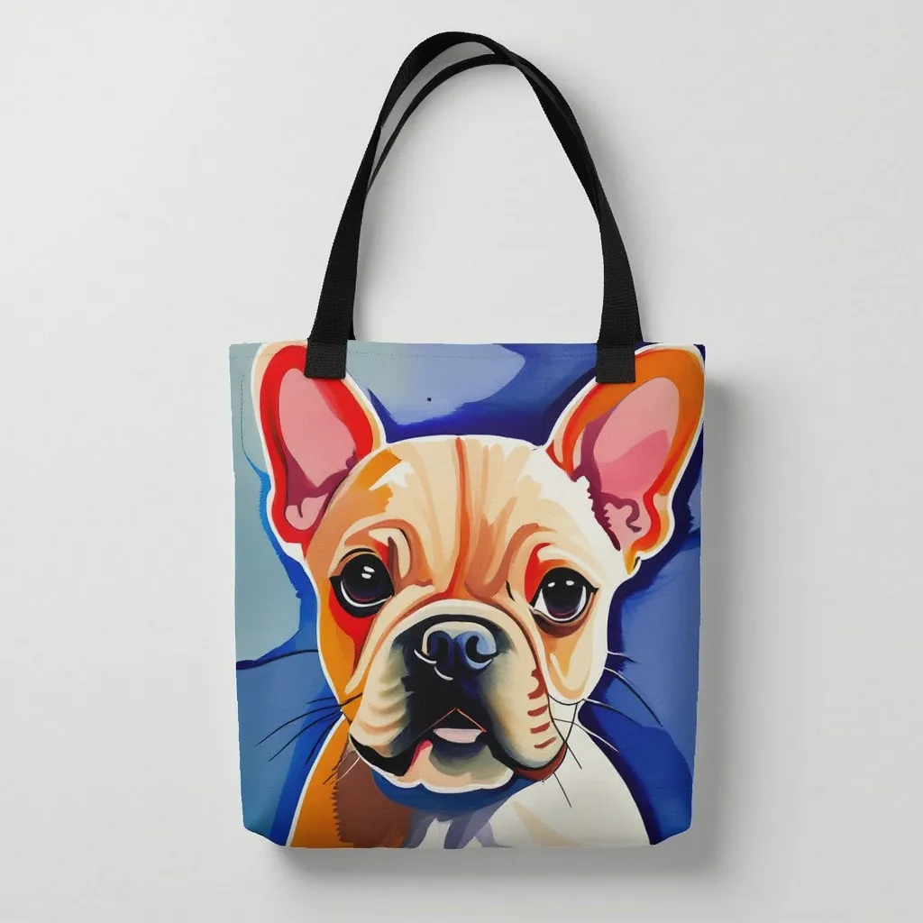 Frenchie Watercolor Tote Bag