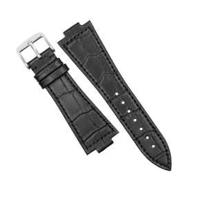 Genuine Croc Pattern Leather Watch Strap in Black (Tissot PRX 40mm)