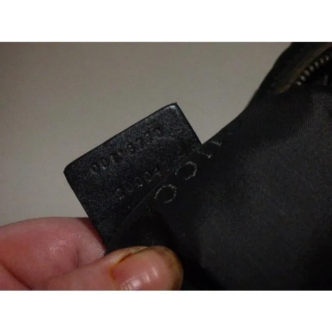 Gucci New Black Leather Nylon Fabric Shoulder Bag