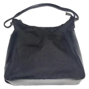Gucci New Black Leather Nylon Fabric Shoulder Bag