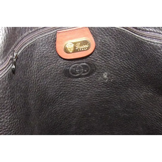 Gucci Vintage Black Pebbled Leather Tote