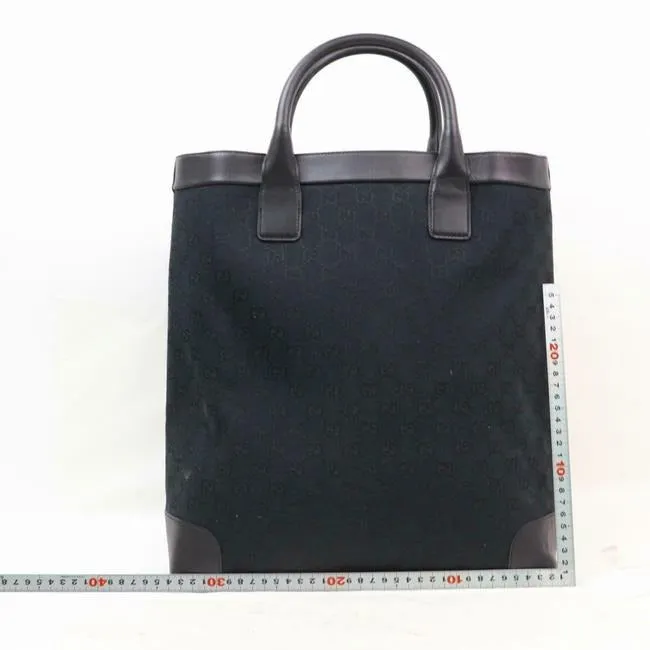Gucci Web Shoppers Black Leather And Gg Leather Tote