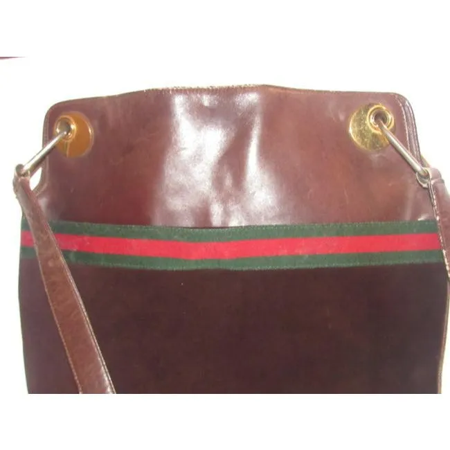 Gucci Webby Bag Eclipse W Early And Leather Sherry Stripe Brown Suede Tote