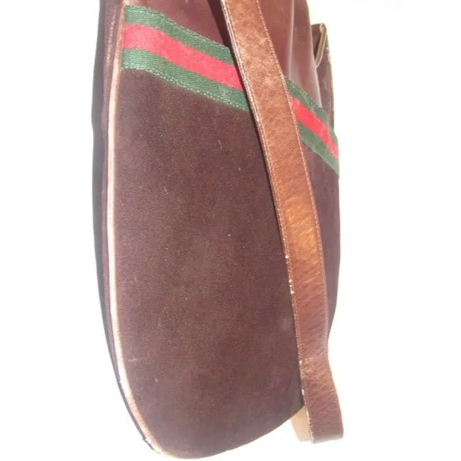Gucci Webby Bag Eclipse W Early And Leather Sherry Stripe Brown Suede Tote