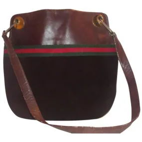 Gucci Webby Bag Eclipse W Early And Leather Sherry Stripe Brown Suede Tote