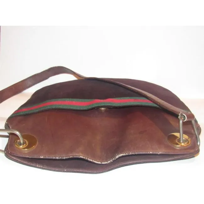 Gucci Webby Bag Eclipse W Early And Leather Sherry Stripe Brown Suede Tote