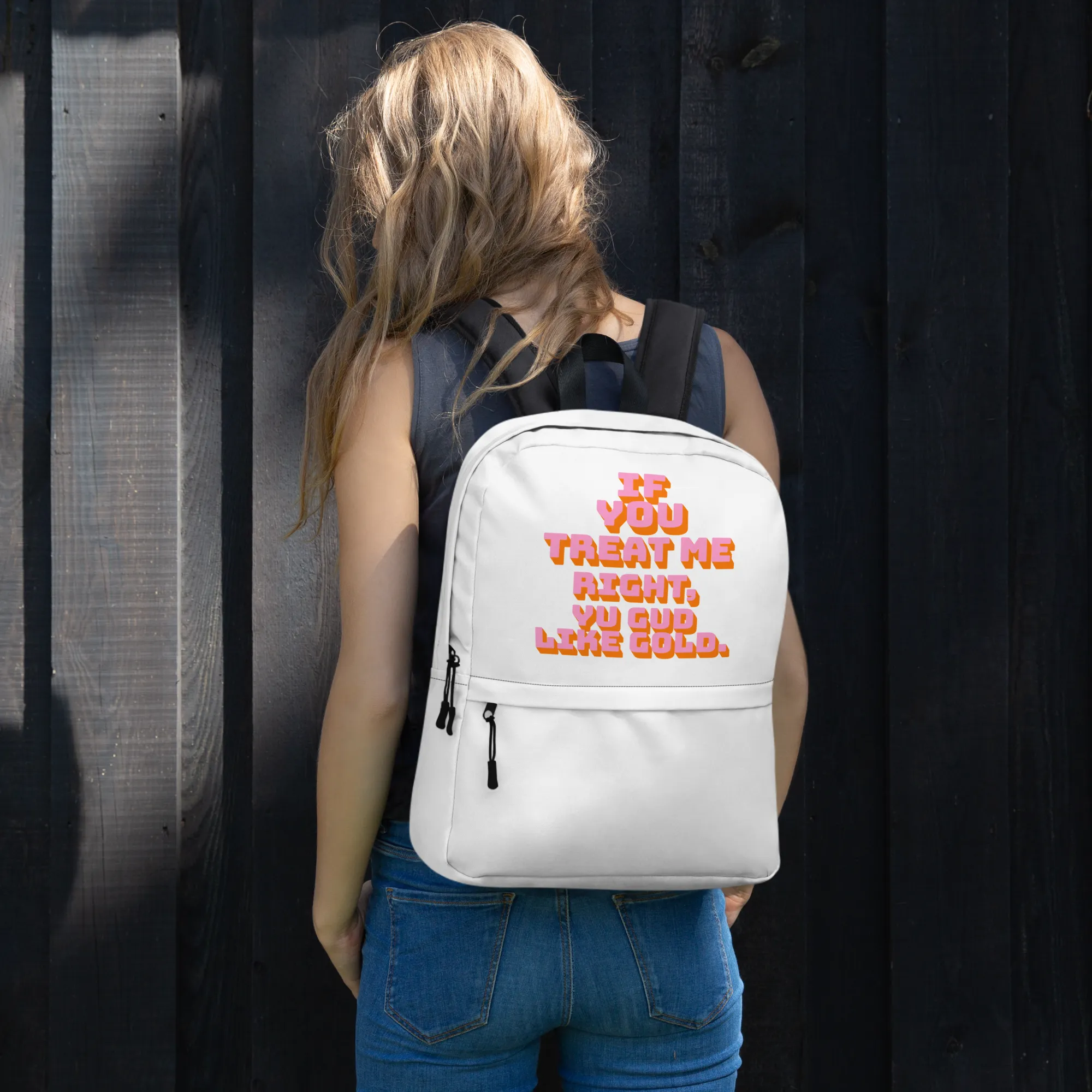 GUD LIKE GOLD - Backpack - Jamaican slang on a backpack Jamaica personalized backpack Jamaica book bag Jamaican bag