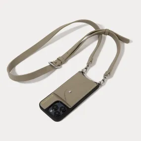 Hailey Side Slot Leather Crossbody Bandolier - Greige/Silver