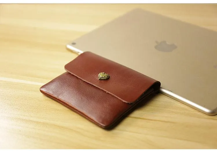 Handcrafted Minimalist leather slim wallet for women, Classic coin purse gift #4