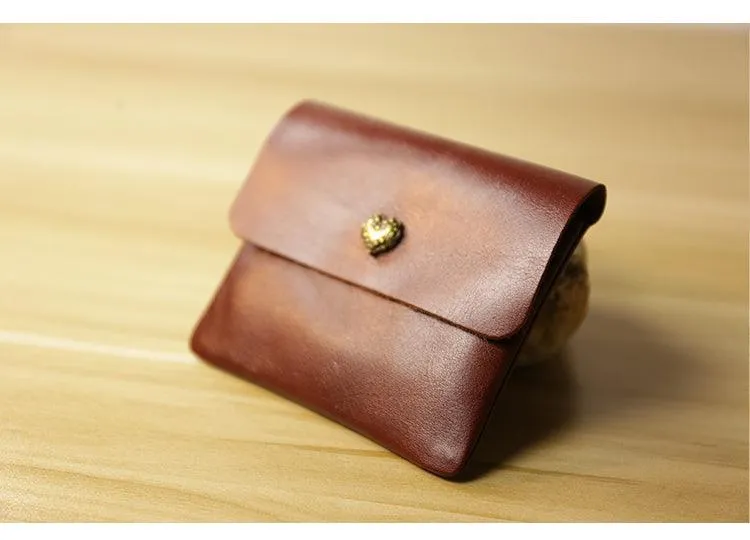 Handcrafted Minimalist leather slim wallet for women, Classic coin purse gift #4