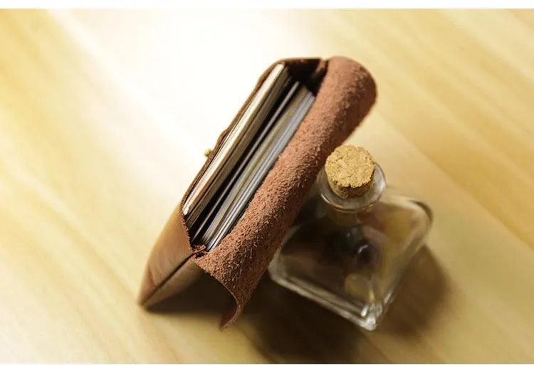 Handcrafted Minimalist leather slim wallet for women, Classic coin purse gift #4