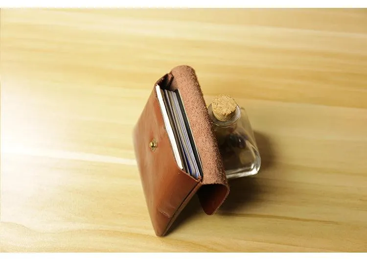 Handcrafted Minimalist leather slim wallet for women, Classic coin purse gift #4