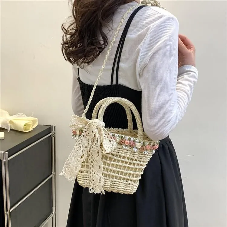 Hollow Straw Tote Handbag For Summer-Showtown