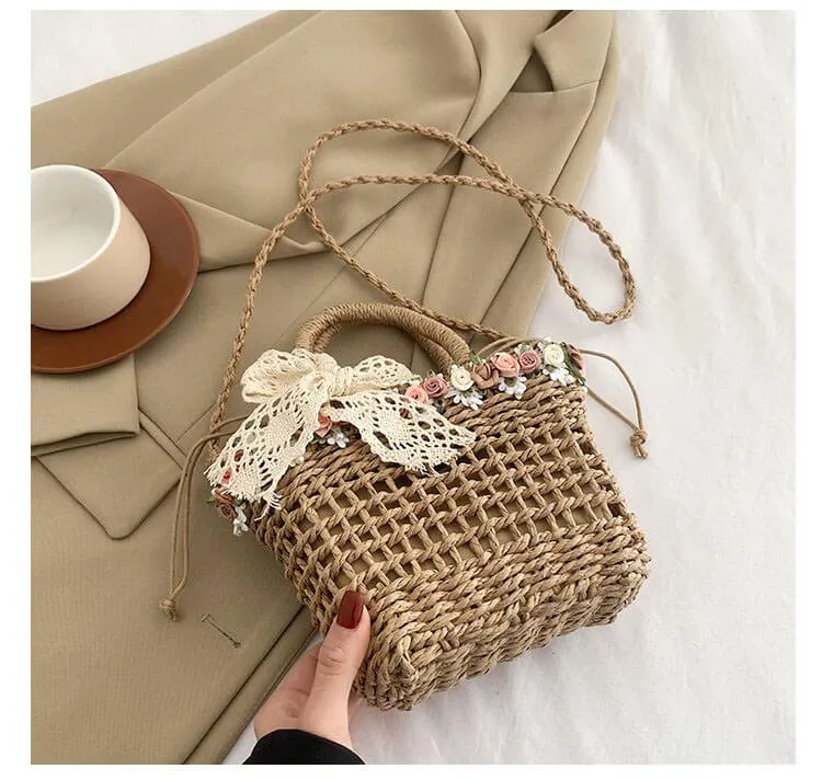 Hollow Straw Tote Handbag For Summer-Showtown