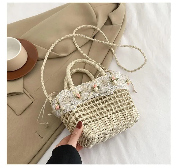 Hollow Straw Tote Handbag For Summer-Showtown