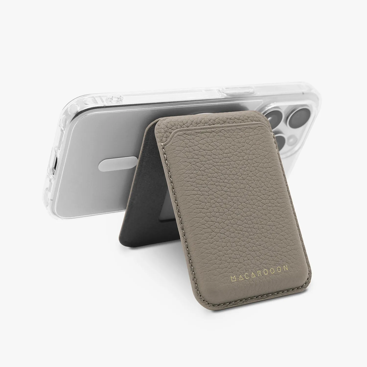 iPhone 15 HD Clear Case   Leather MagSafe Wallet with Stand