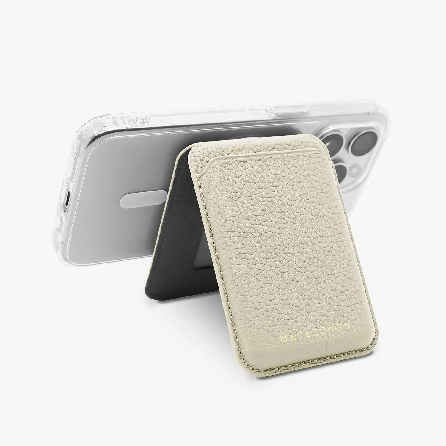 iPhone 15 HD Clear Case   Leather MagSafe Wallet with Stand