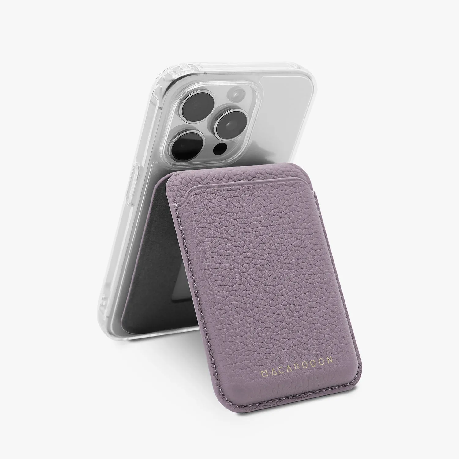 iPhone 15 HD Clear Case   Leather MagSafe Wallet with Stand