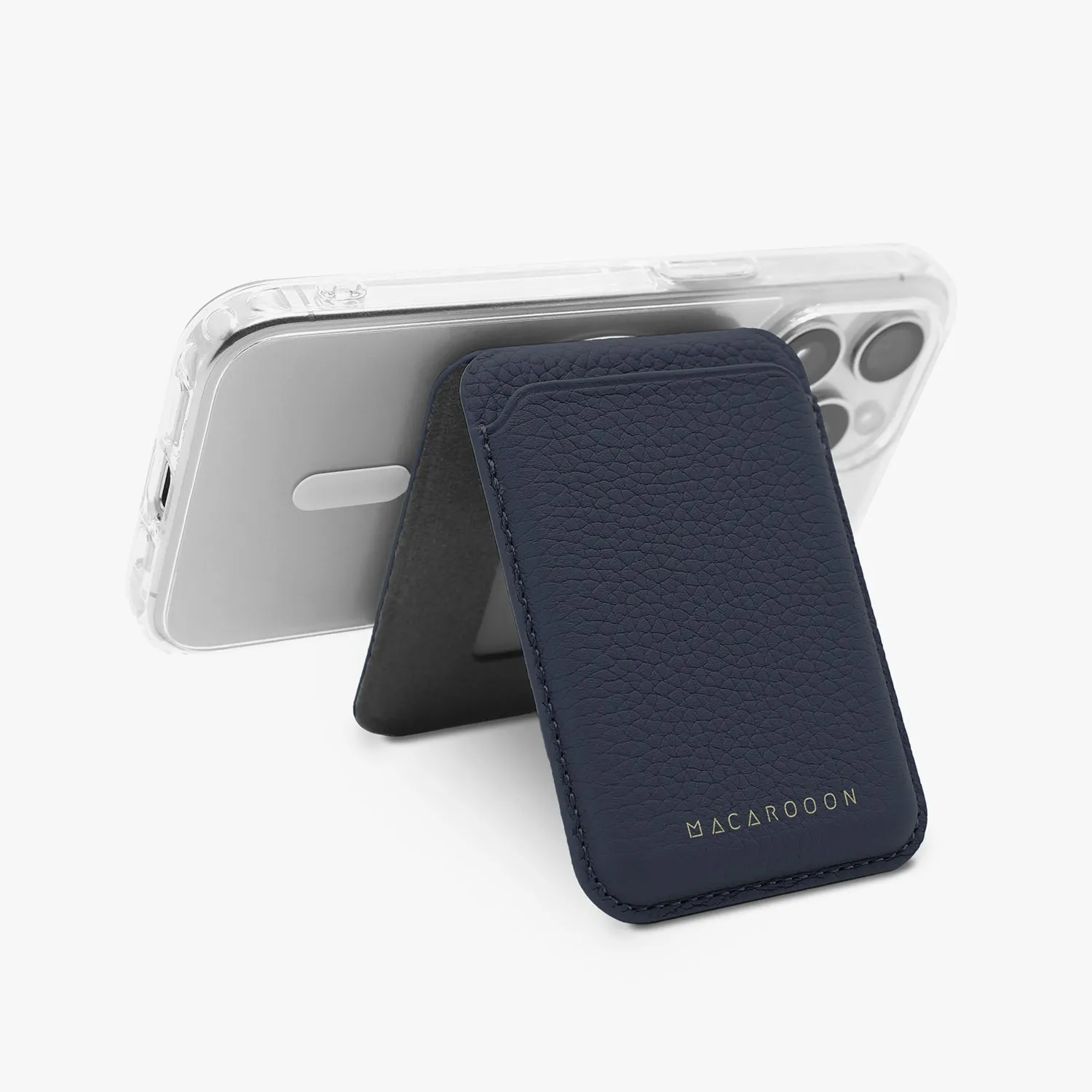iPhone 15 HD Clear Case   Leather MagSafe Wallet with Stand
