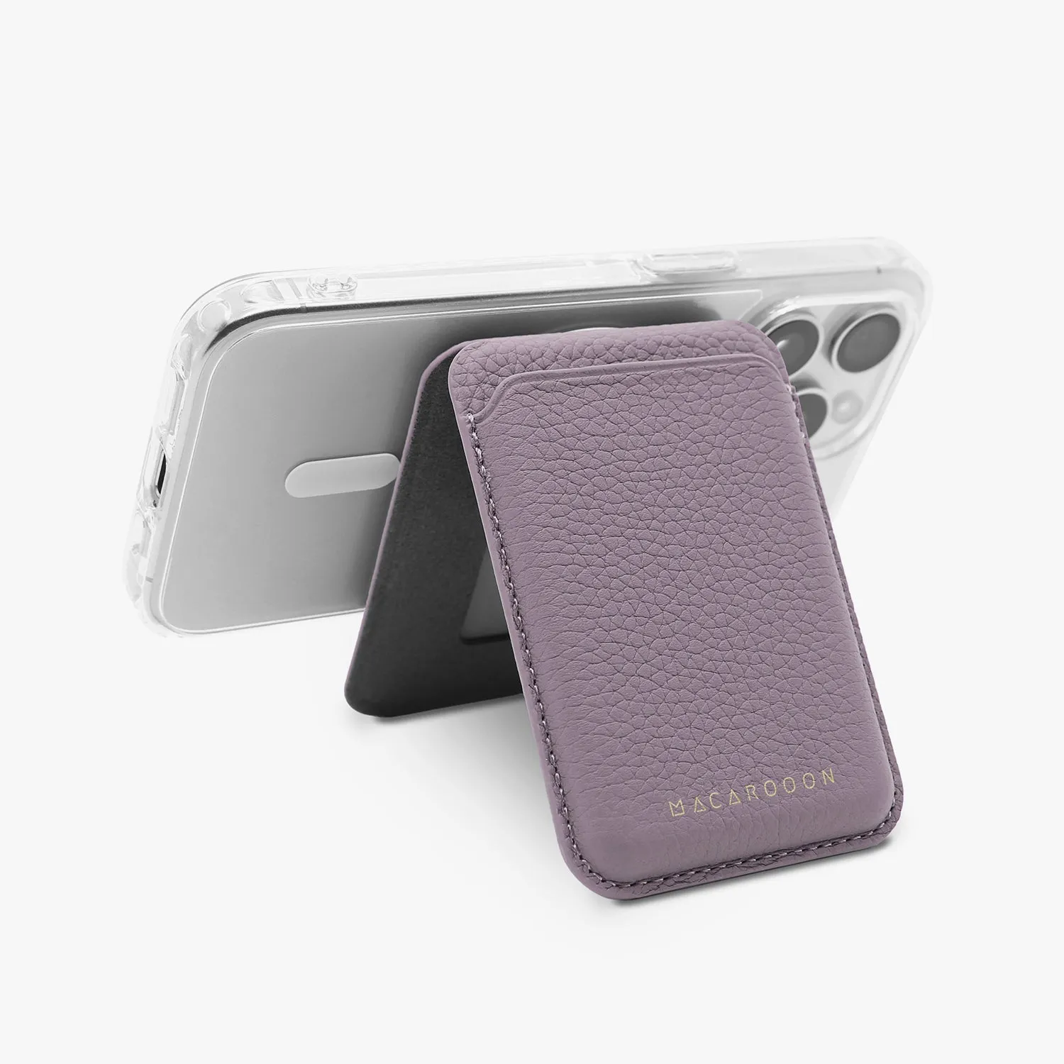 iPhone 15 HD Clear Case   Leather MagSafe Wallet with Stand
