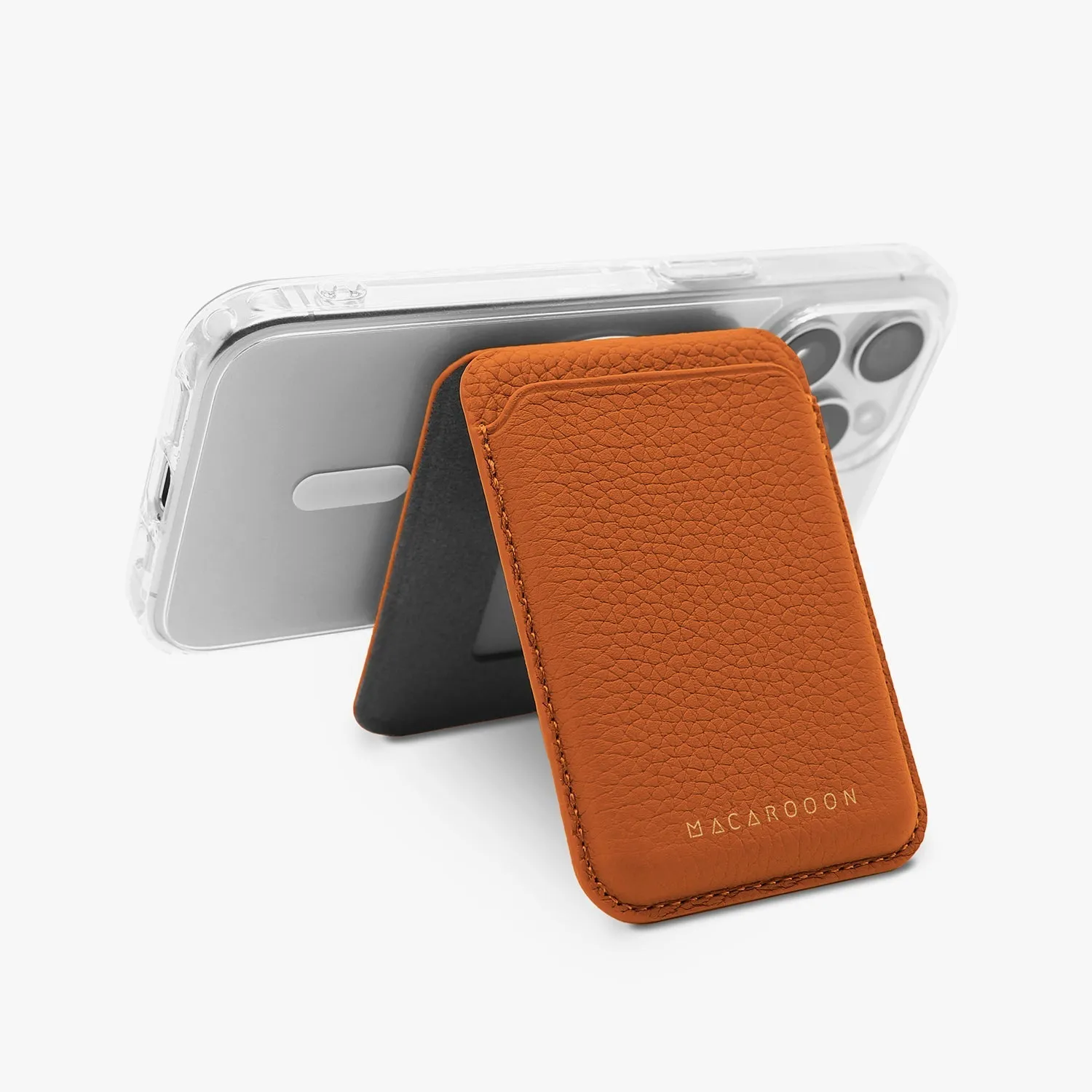 iPhone 15 HD Clear Case   Leather MagSafe Wallet with Stand