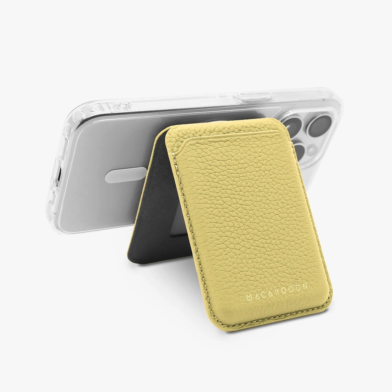 iPhone 15 HD Clear Case   Leather MagSafe Wallet with Stand