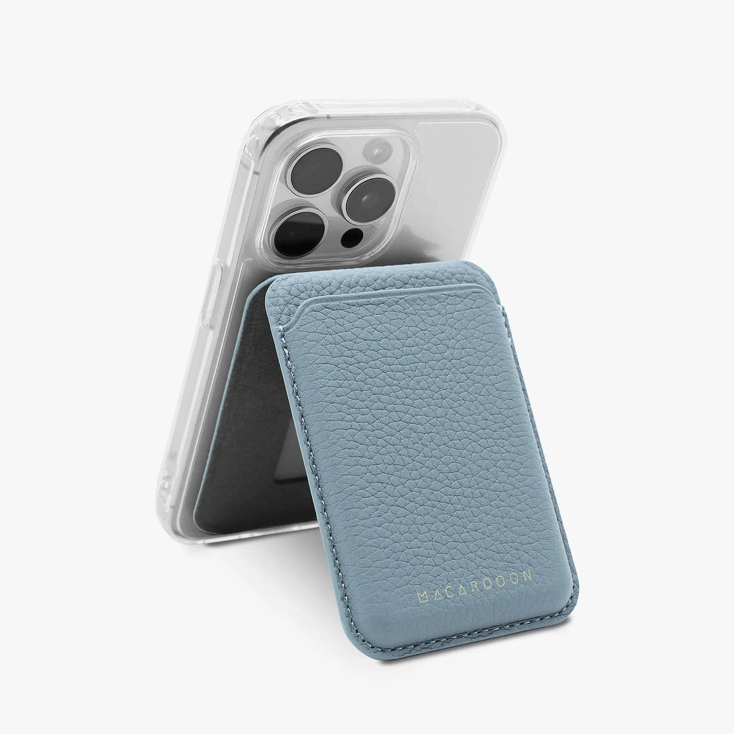 iPhone 15 HD Clear Case   Leather MagSafe Wallet with Stand