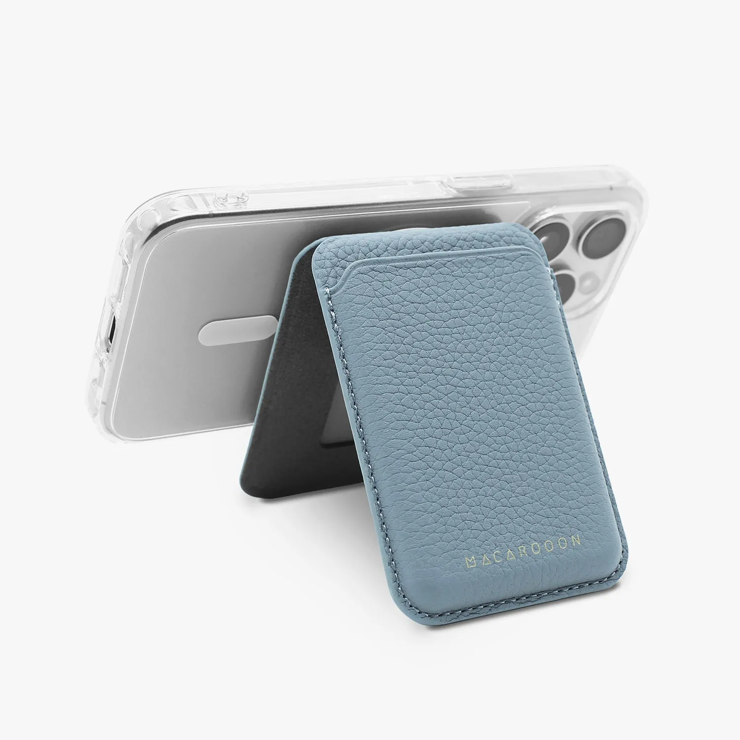 iPhone 15 HD Clear Case   Leather MagSafe Wallet with Stand