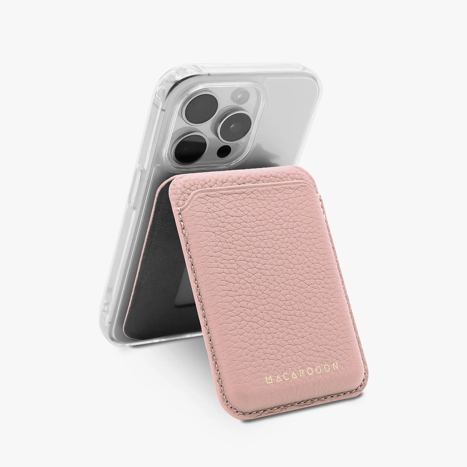 iPhone 15 HD Clear Case   Leather MagSafe Wallet with Stand