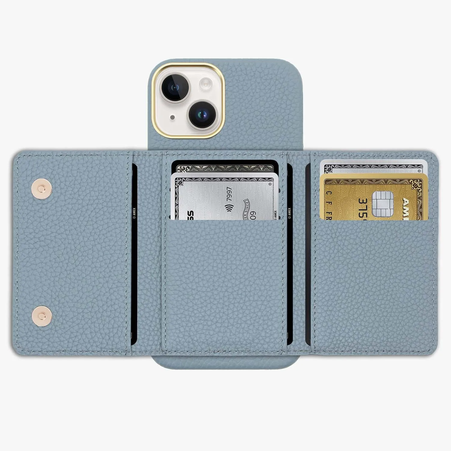 iPhone 15 Leather Case with MagSafe Trifold Wallet Set