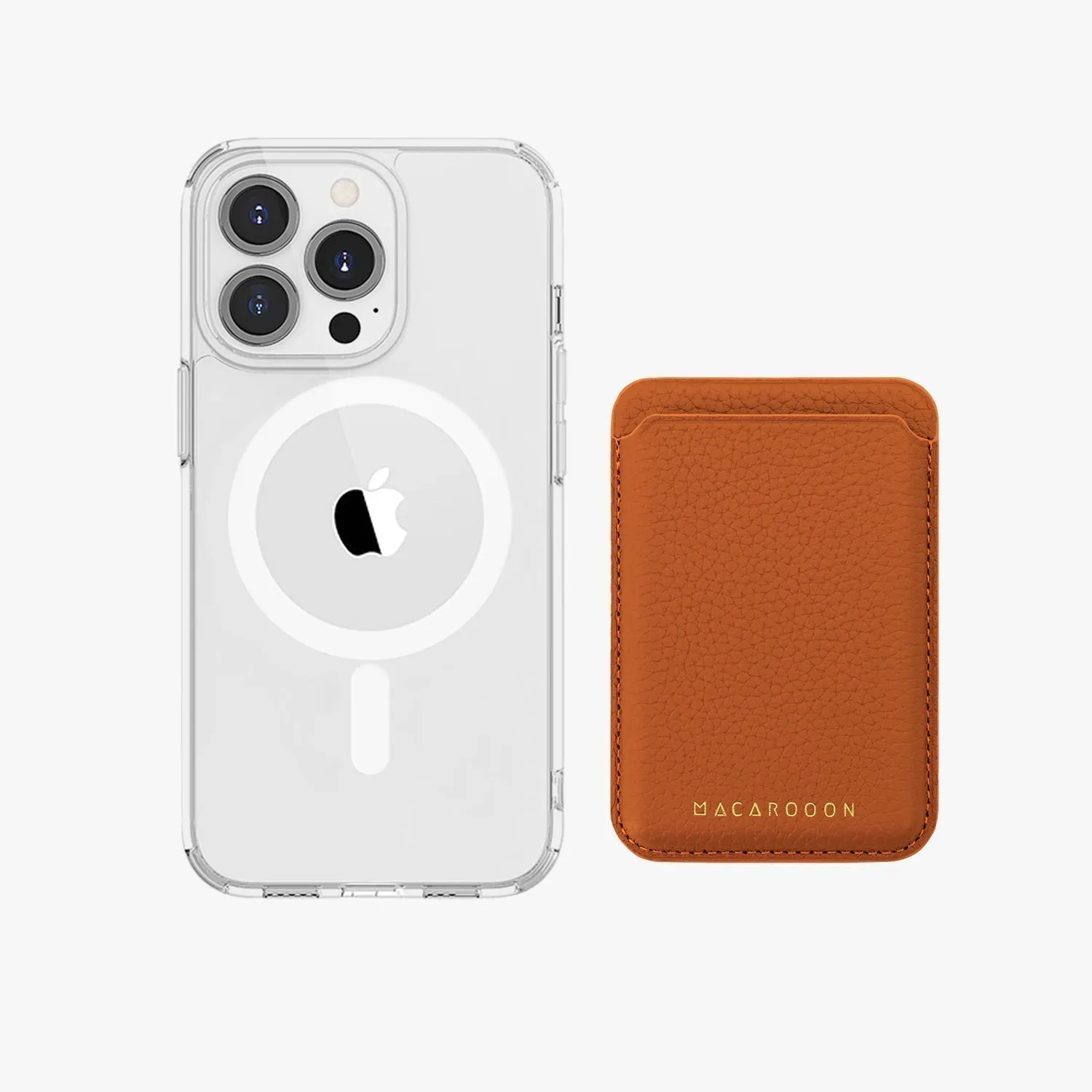 iPhone 16 Pro Max HD Clear Case with Leather MagSafe Wallet Set