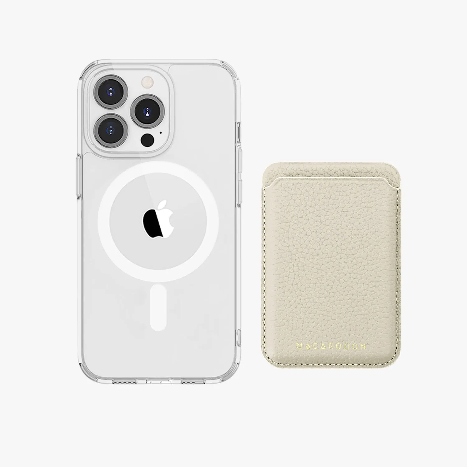 iPhone 16 Pro Max HD Clear Case with Leather MagSafe Wallet Set
