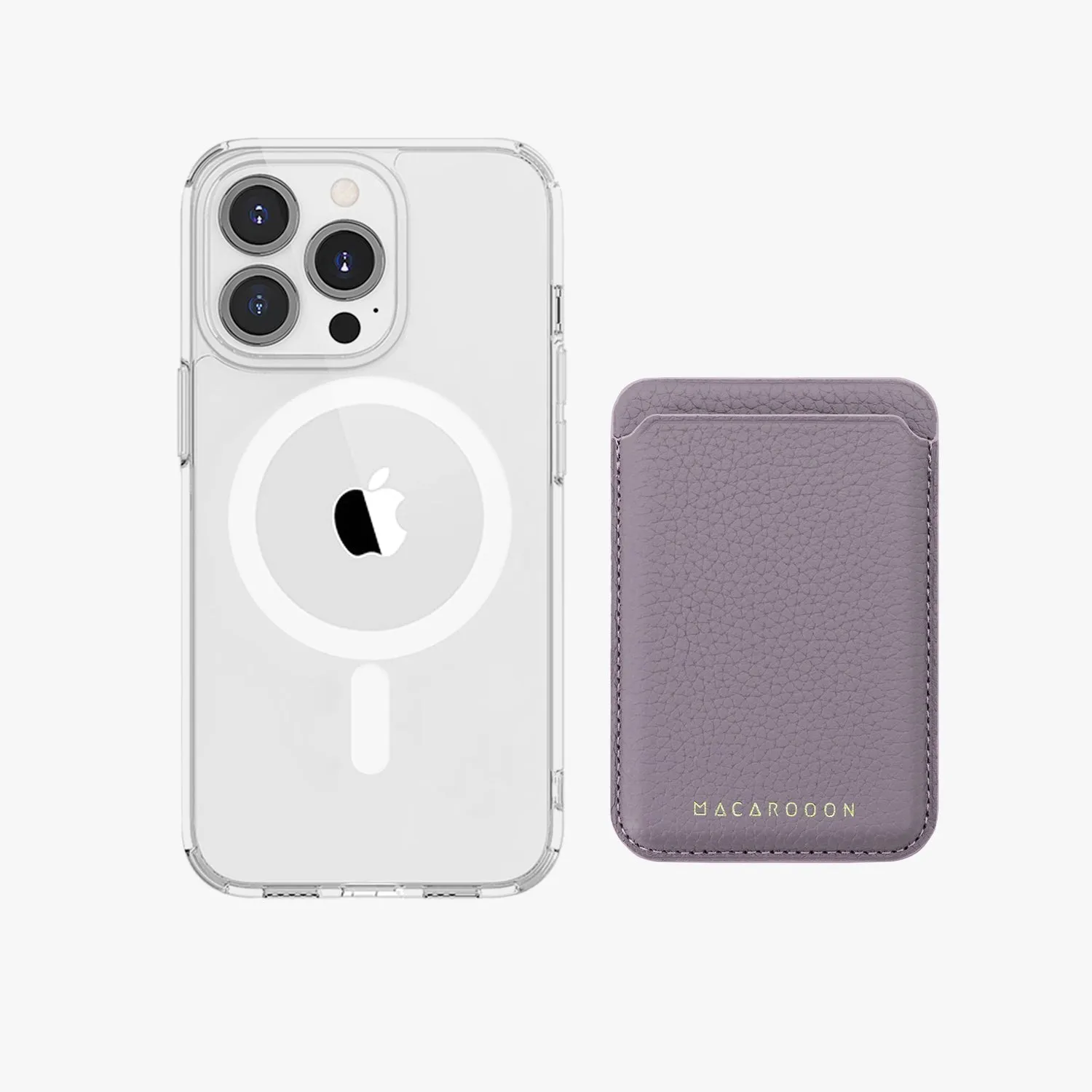 iPhone 16 Pro Max HD Clear Case with Leather MagSafe Wallet Set