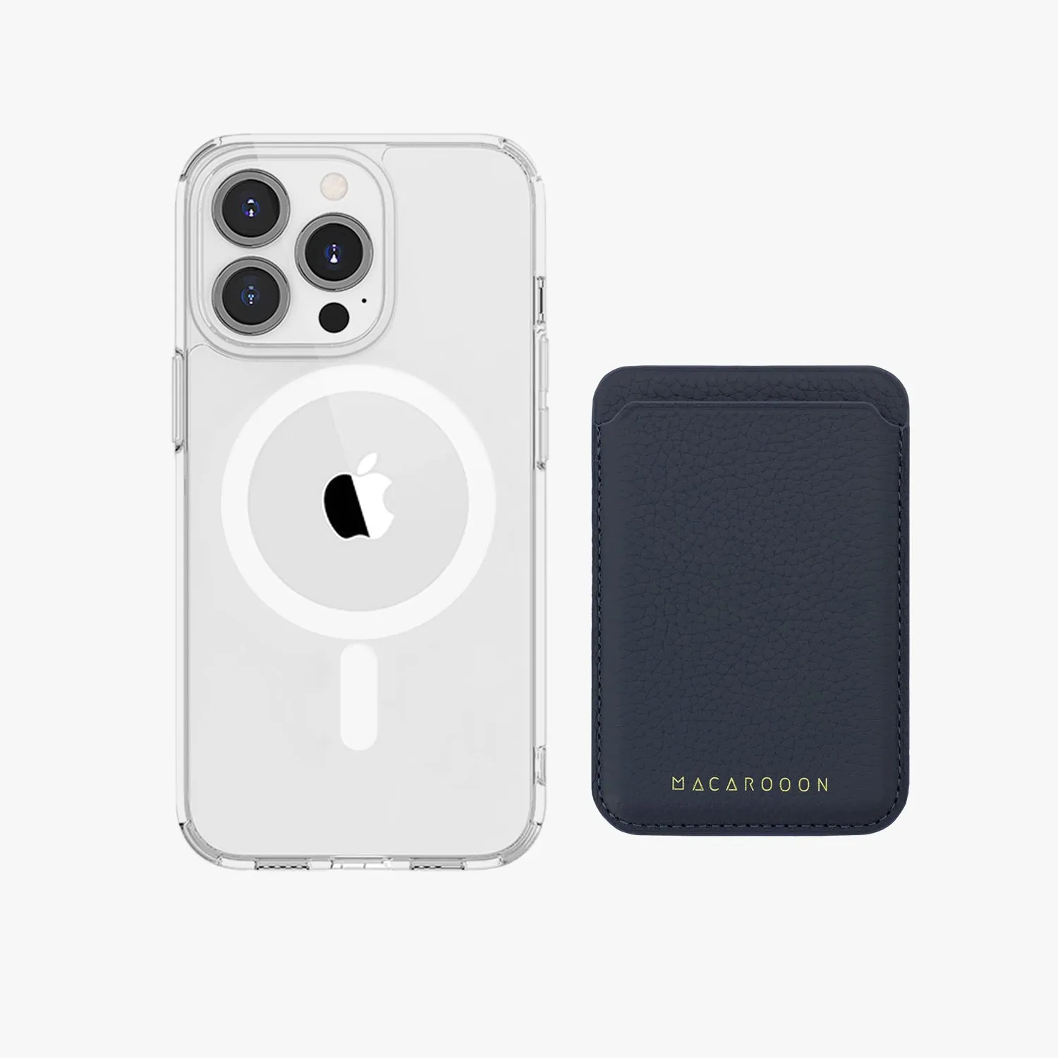 iPhone 16 Pro Max HD Clear Case with Leather MagSafe Wallet Set