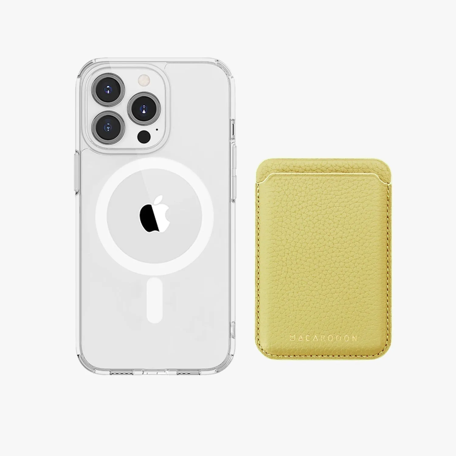 iPhone 16 Pro Max HD Clear Case with Leather MagSafe Wallet Set