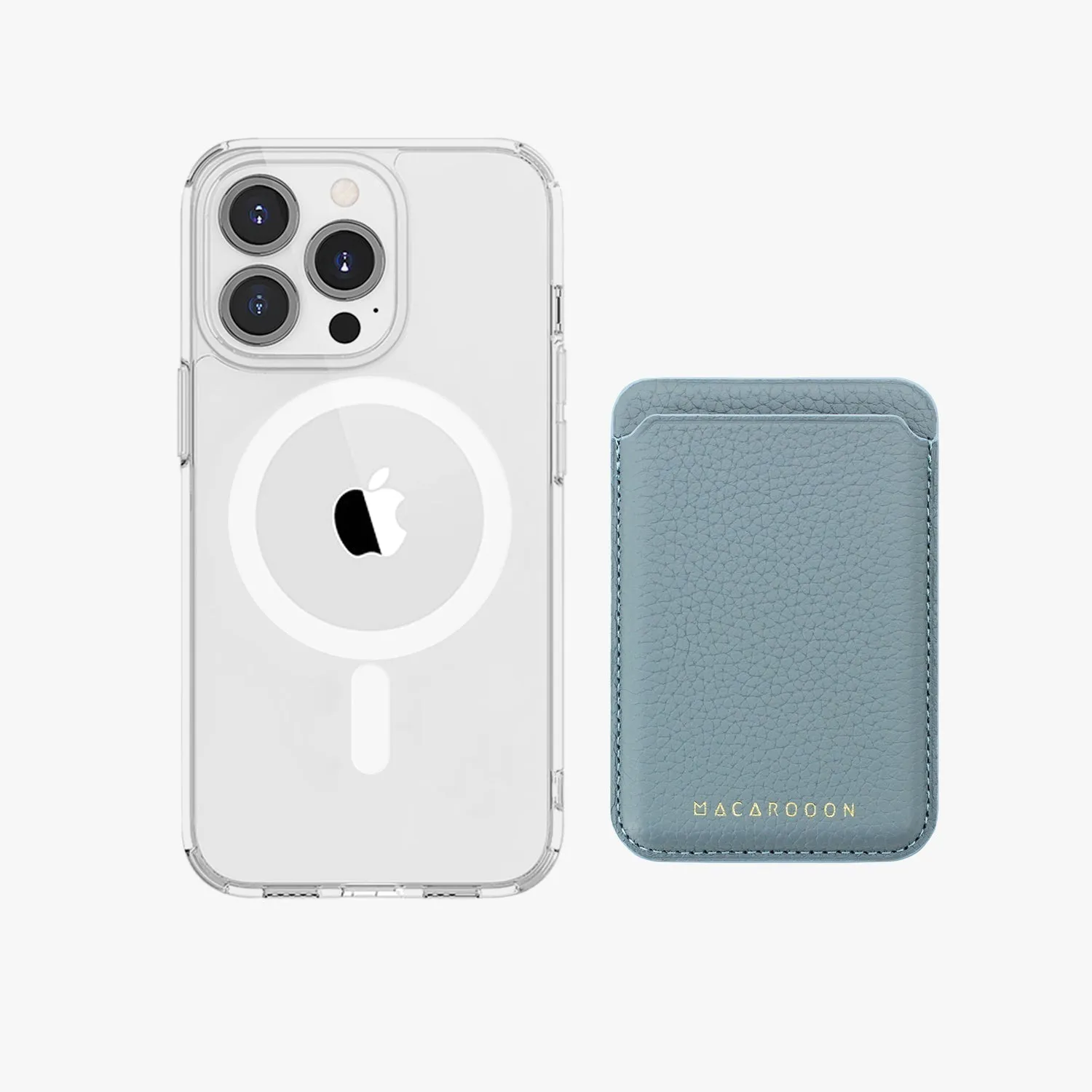 iPhone 16 Pro Max HD Clear Case with Leather MagSafe Wallet Set