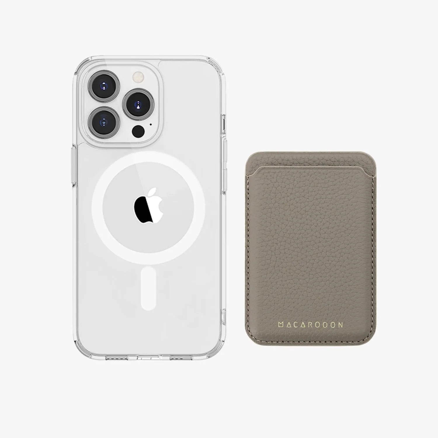 iPhone 16 Pro Max HD Clear Case with Leather MagSafe Wallet Set
