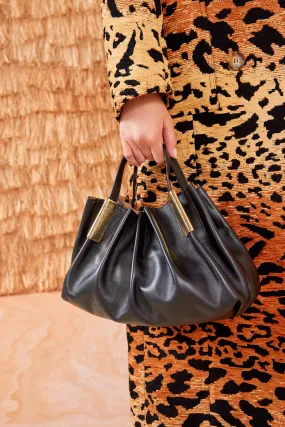 Isadora Mini Ruched East-West Tote - Noir